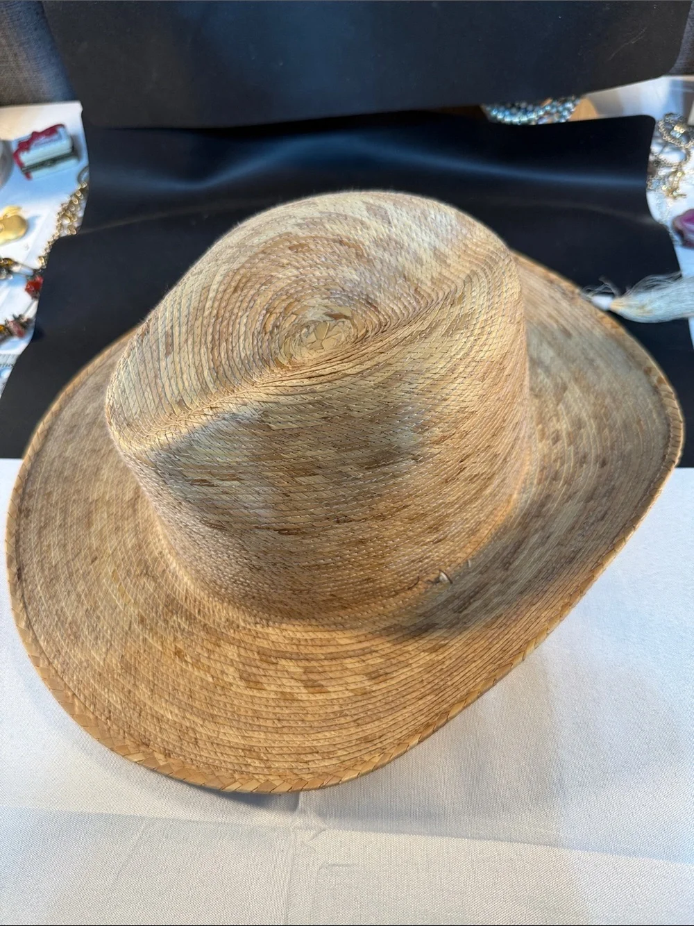 Men's straw Hat - Natural woven Tan 6 3/4 Small